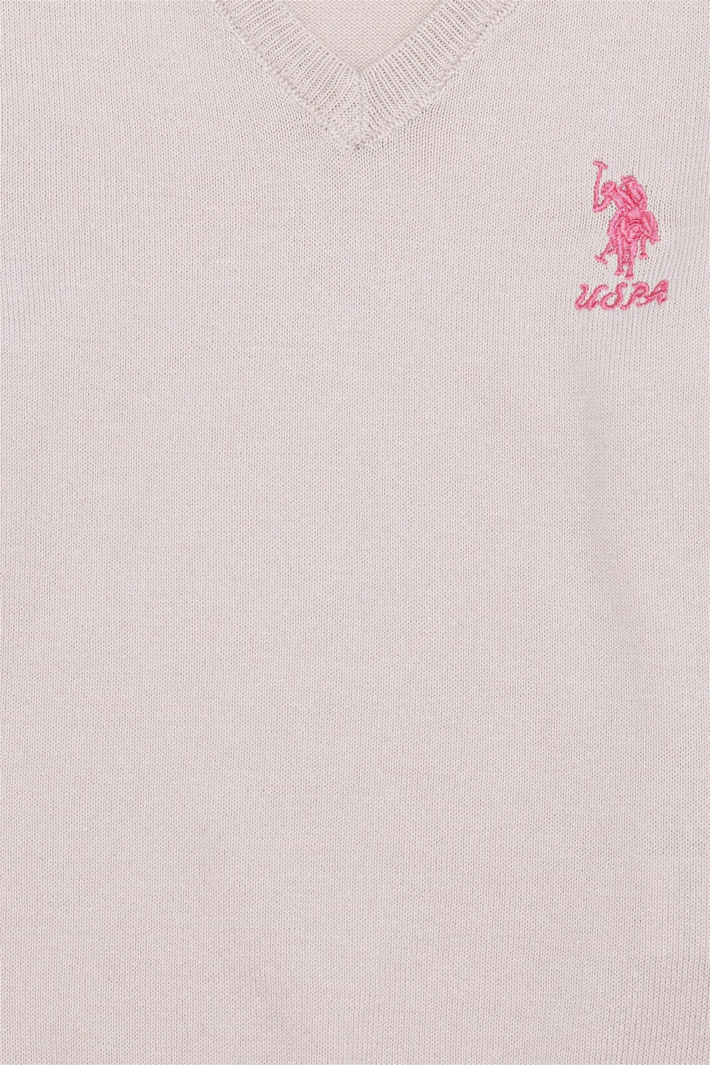 Девушка кремовый V-образным вырезом трикотаж свитер Basic - U.s. polo assn фото 6