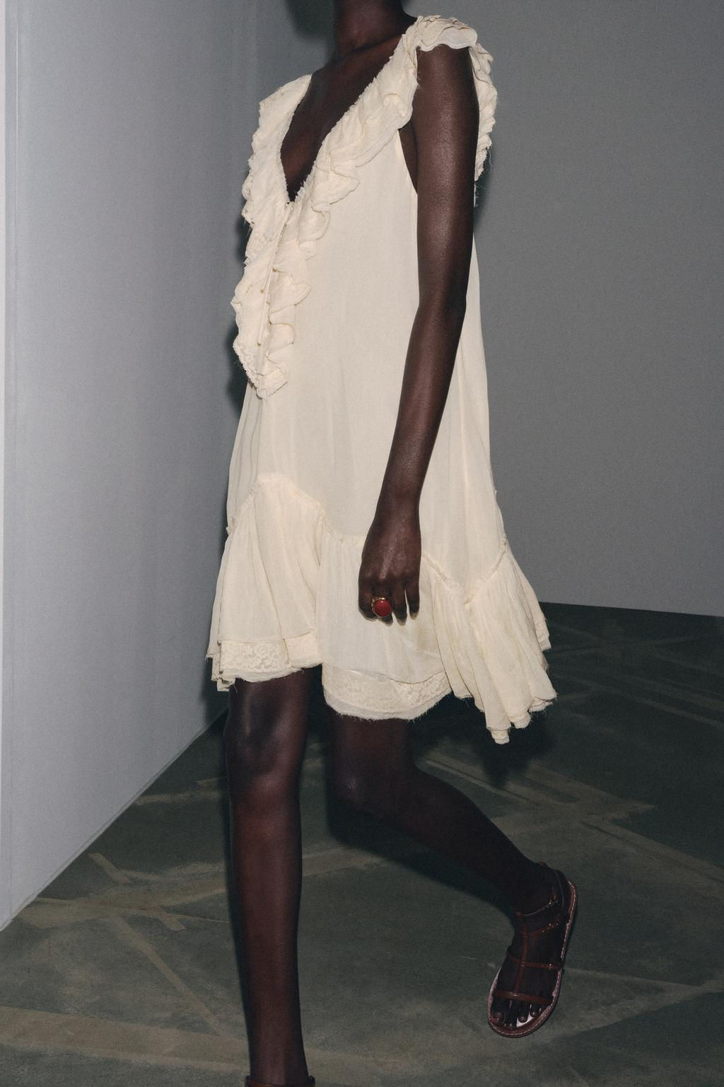 ZW COLLECTION LACE RUFFLE DRESS - Zara фото 2