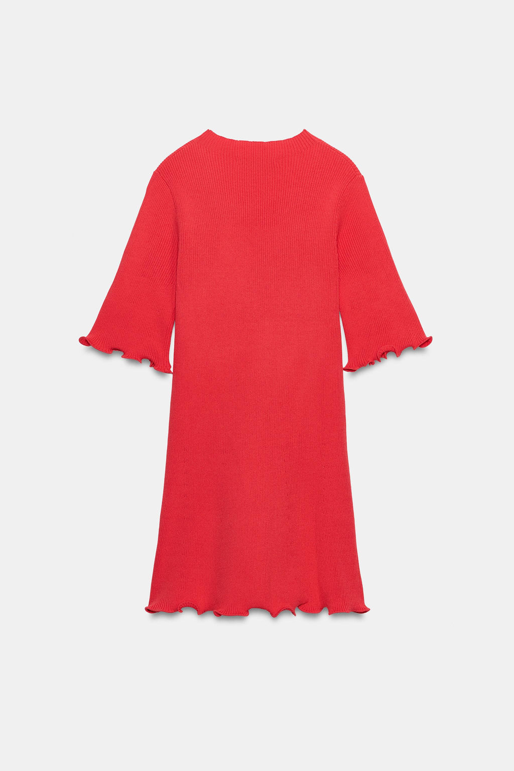 VESTIDO CORTO PUNTO RIB / Coral rojo