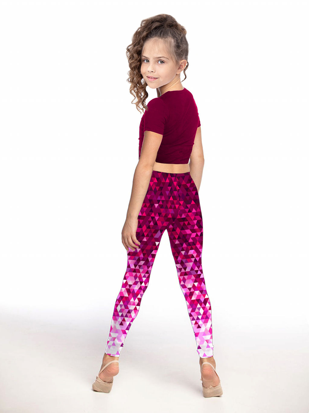 Леггинсы "Ассорти",бордовый-пиксели