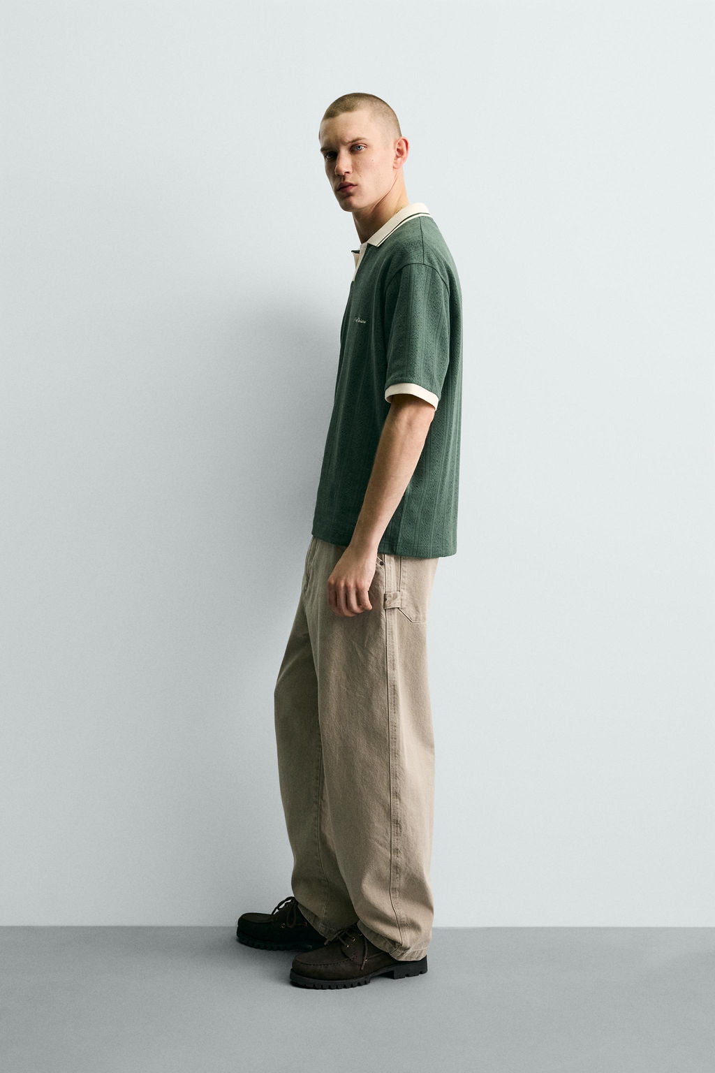 POLO JACQUARD VERTICAL BORDADO / Verde - Zara фото 4