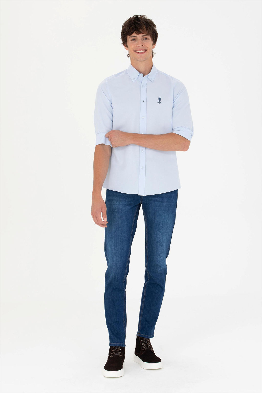 Мужская голубая базовая рубашка с длинным рукавом Неожиданная скидка в корзине - U.s. polo assn фото 4