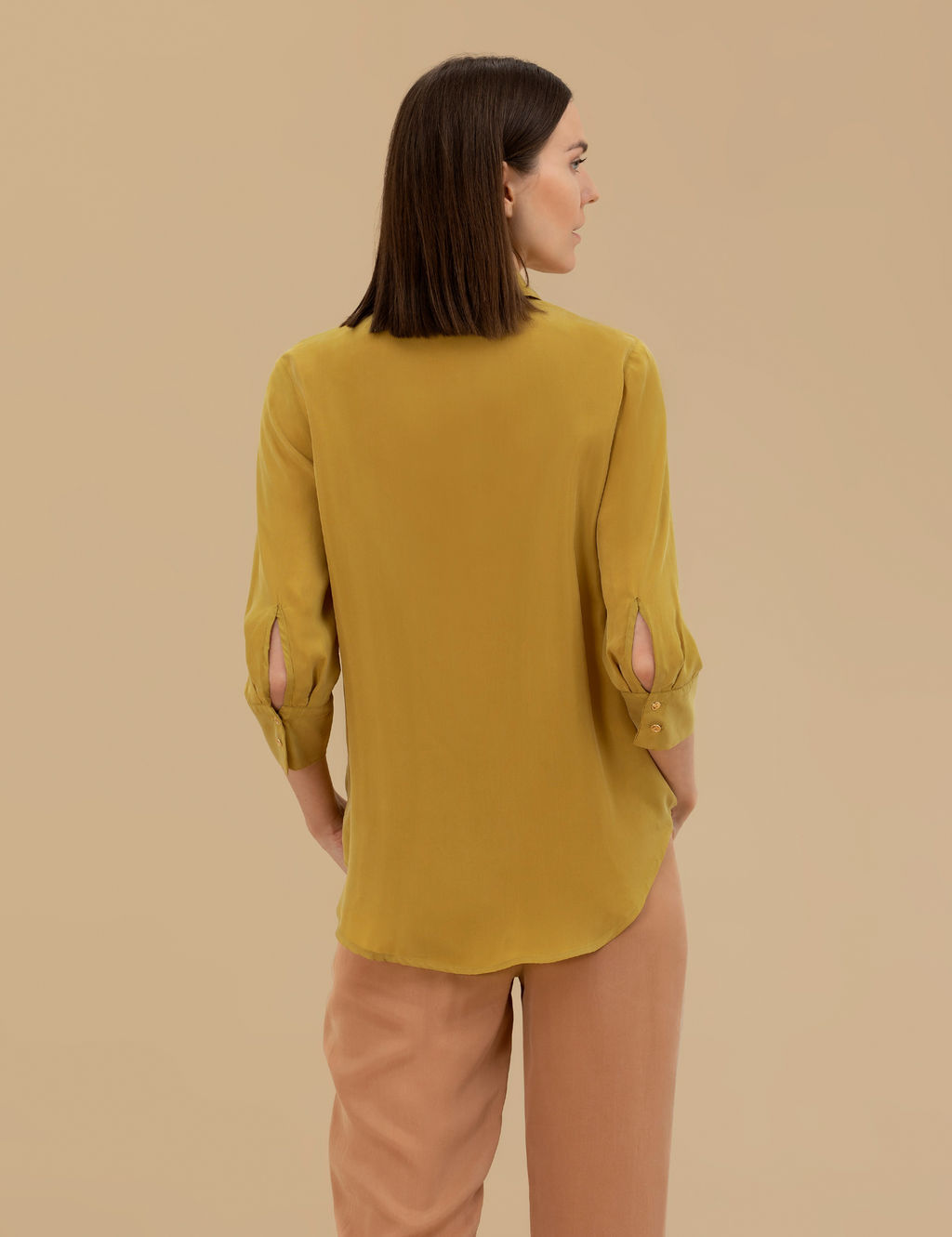 Ye_il Cupro Comfort Fit Uzun Kollu G_mlek