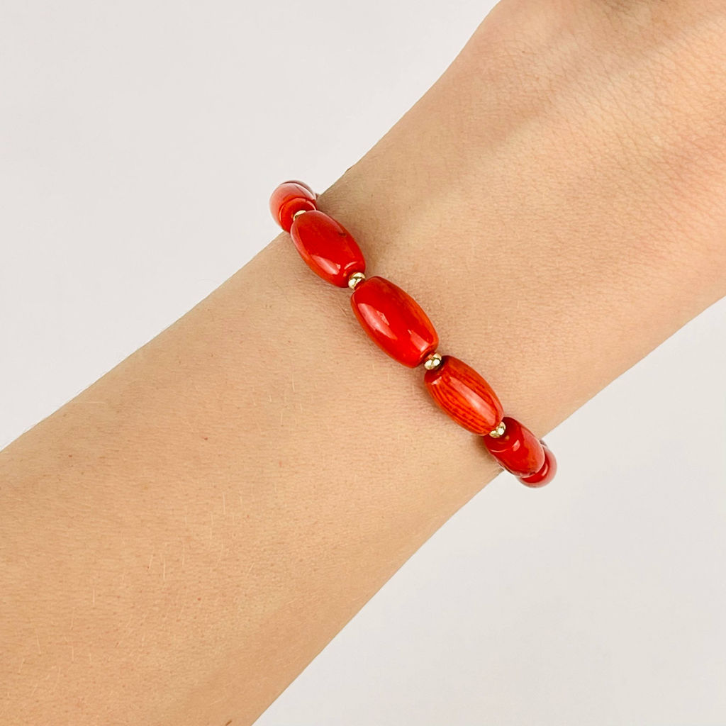 Браслет регулируемый на увеличение из Коралла от 16 см