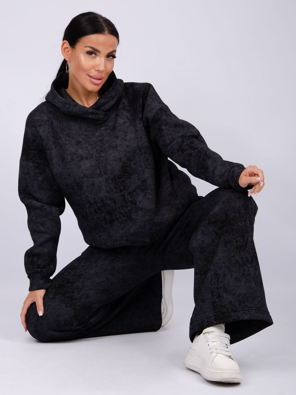 Костюм Винтаж чёрный, футер начес (М) - Малина фото 3