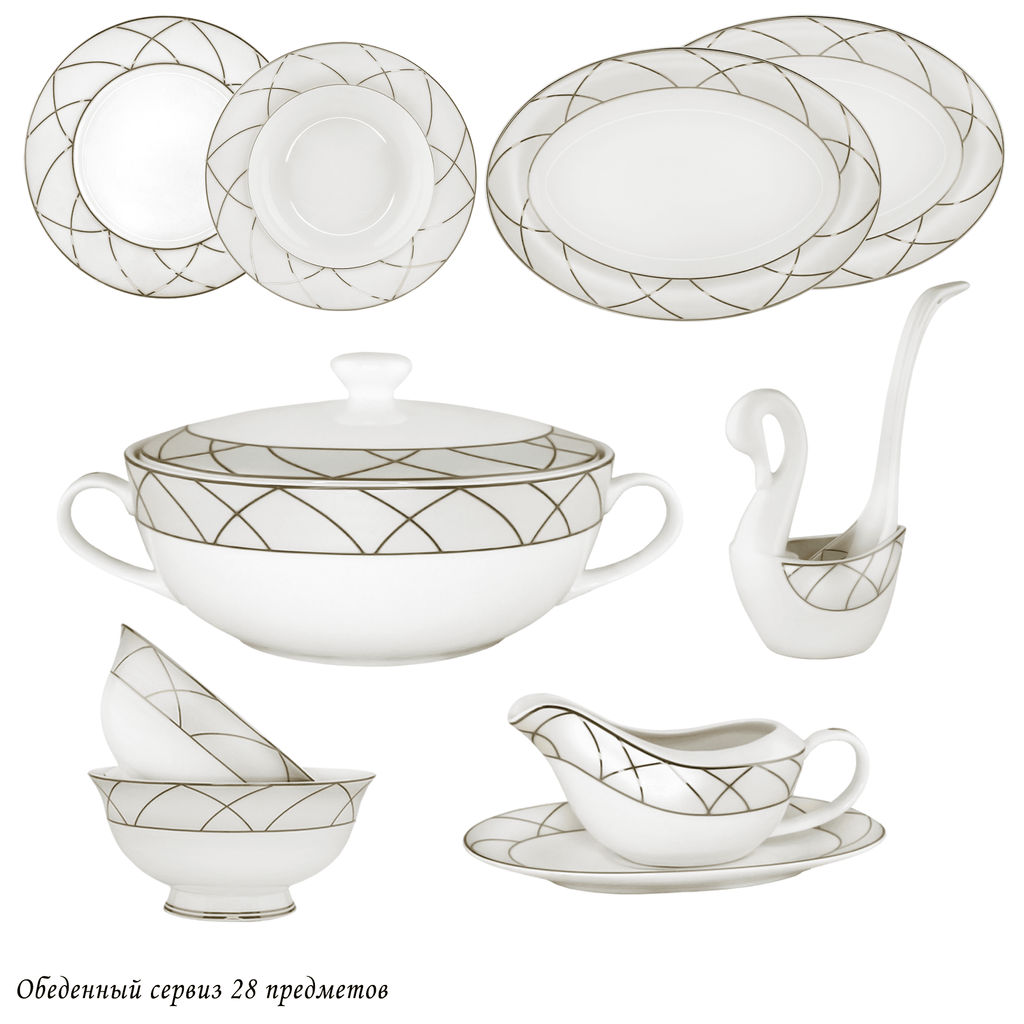 145-433 Обеденный сервиз 28пр. PANDORA CREAM в под.уп.(х2)Костяной фарфор - Lenardi фото 2