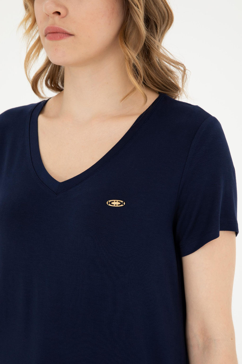 Женская темно-синяя базовая футболка - U.s. polo assn фото 7