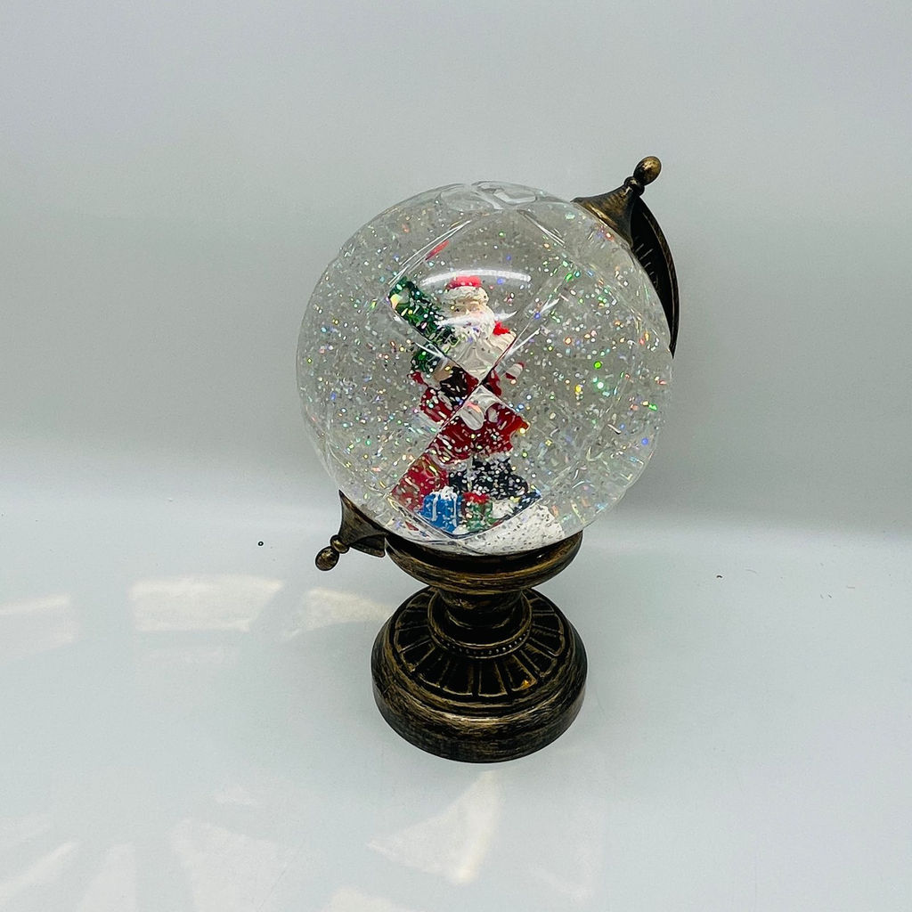 Новогодний декор Ночник стекло - Глобус с Дедом Морозом 25 см (арт. 8913A) - Ип лебедев о.ю фото 2