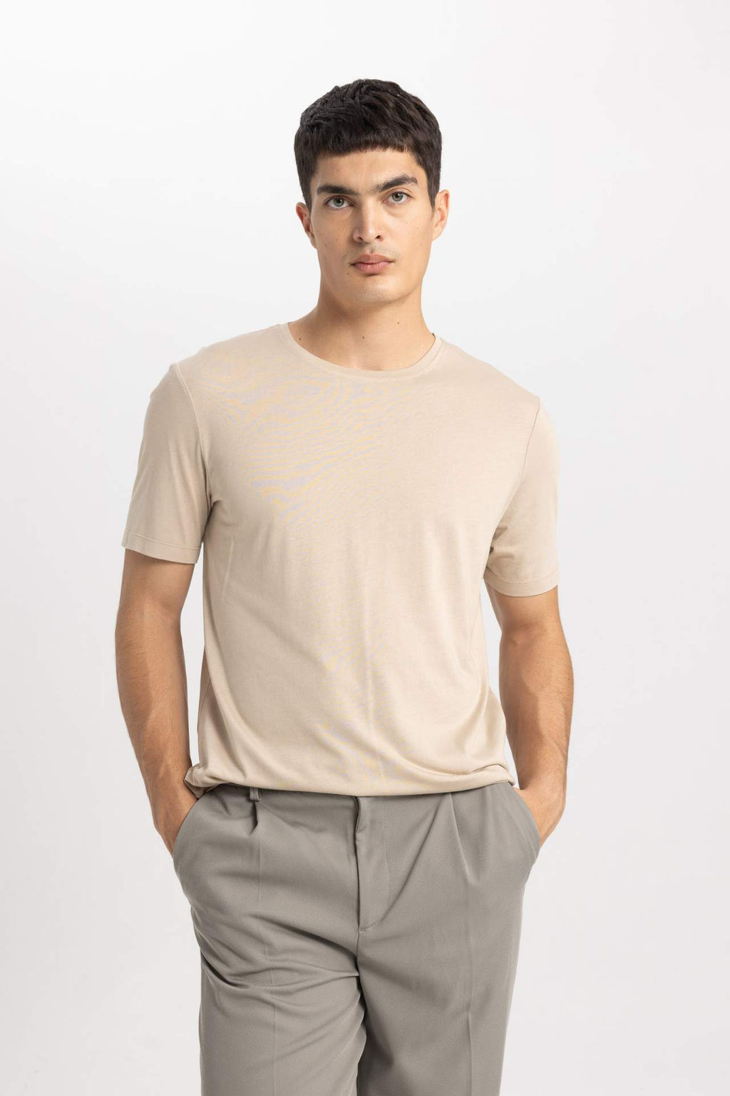 Slim Fit Dar Kesim Bisiklet Yaka K?sa Kollu Basic Duz Tisort - Defacto фото 9