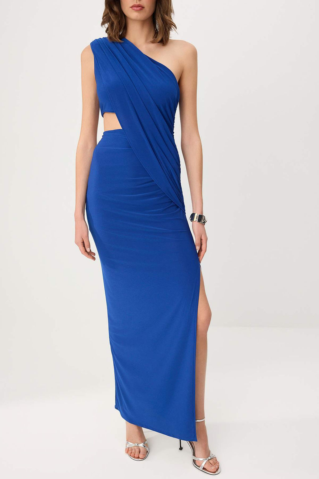 Turuncu Cut Out Detayl? Asimetrik Yaka Orme Sandy Maxi Abiye & Mezuniyet Elbisesi TPRSS26AE00067 - Trendyolmilla фото 7