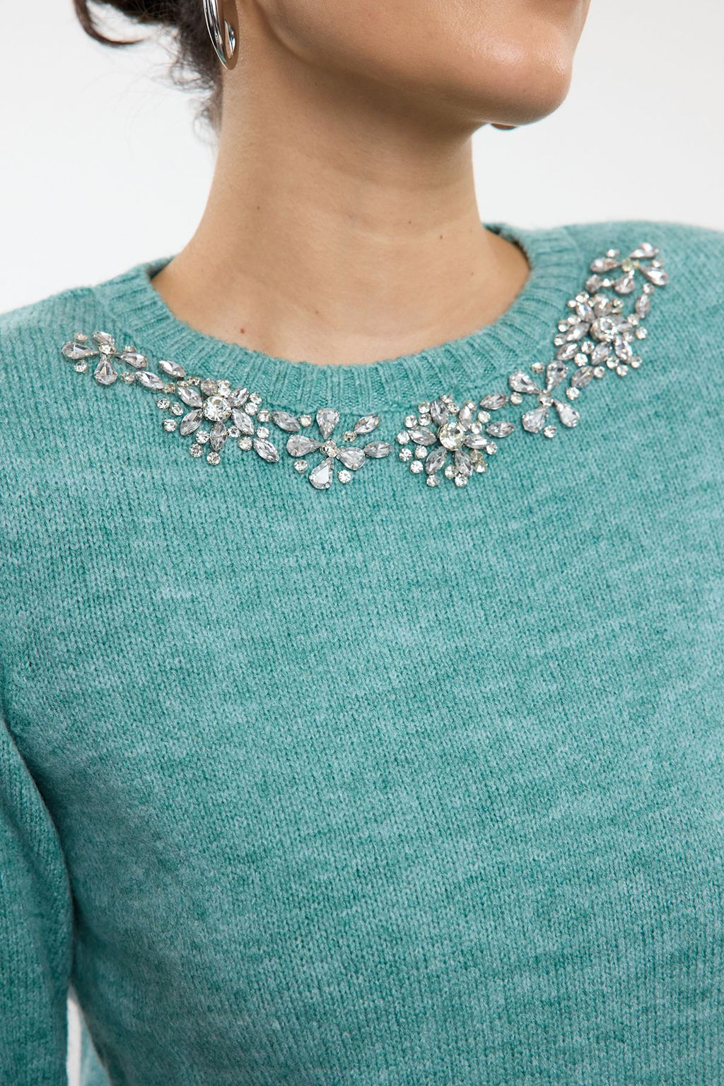 Mint Yumusak Dokulu Tas Detayl? Ince Triko Kazak TWOAW25KZ00151 - Trendyolmilla фото 4