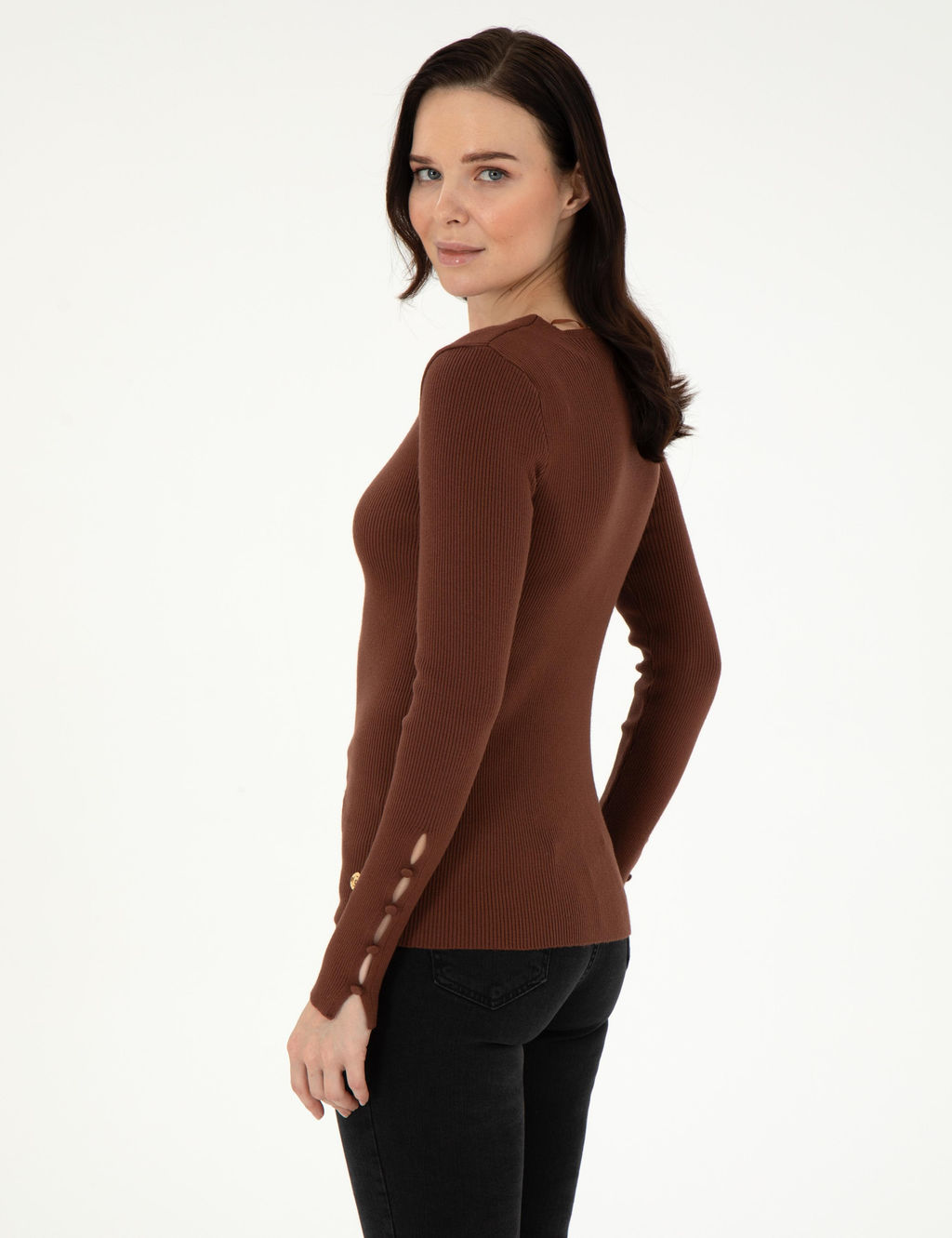 Kahverengi Ex. Slim Fit Kazak - Pierre cardin фото 5