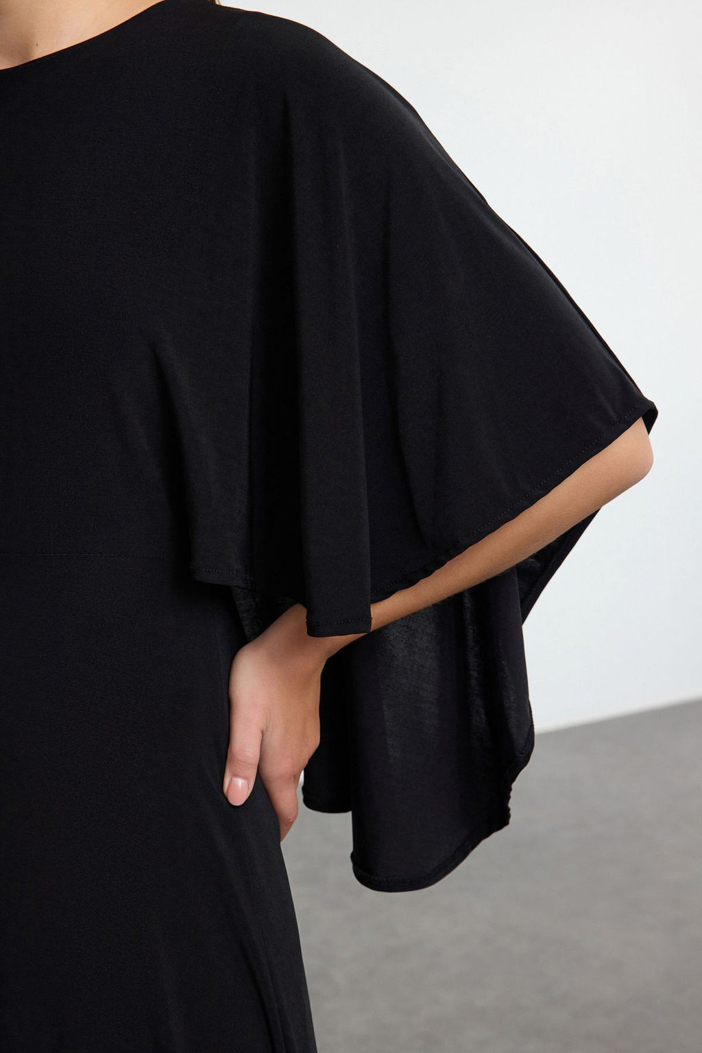 Siyah Relaxed Kal?p Skater Maxi Esnek Orme Elbise TWOAW25EL00464 - Trendyolmilla фото 4