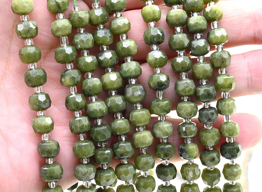 Бусины из нефрита рондель граненый 8*6мм, 37см, 46 бусин Радуга камня
