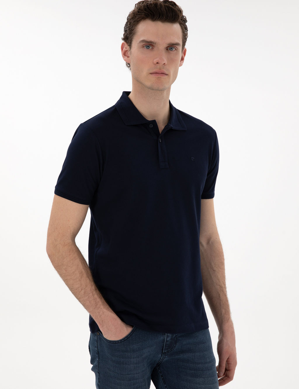 Lacivert Slim Fit K_vr_lmaz Polo Yaka Basic Ti__rt
