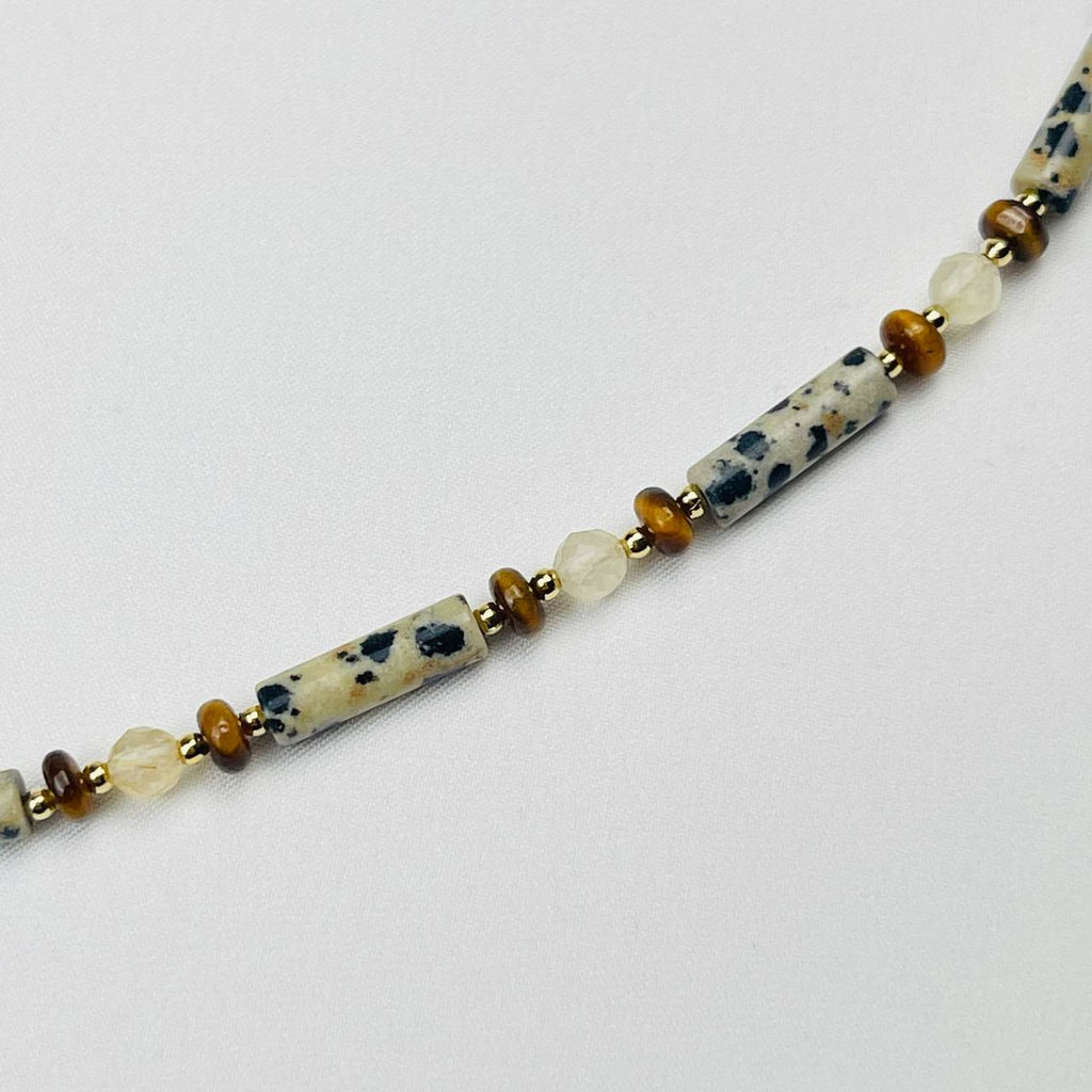 Колье из перепелиной Яшмы,Тигрового глаза и Рутилового кварца - Радуга самоцветов фото 4