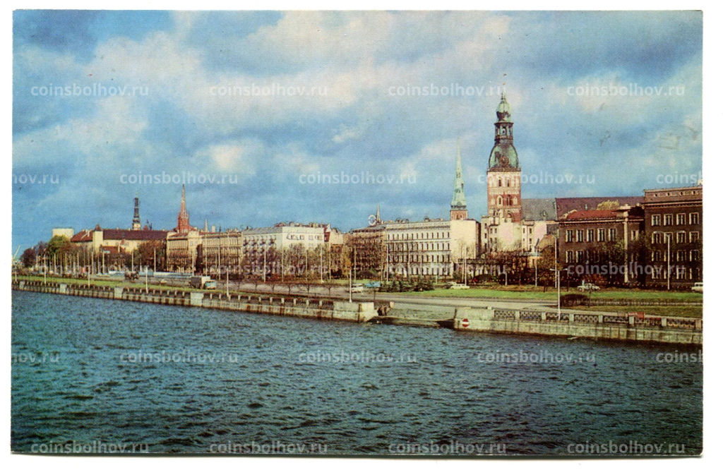 Открытка Рига.Набережная реки Даугавы
