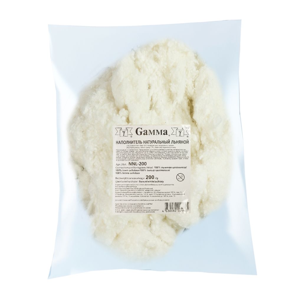 Gamma Наполнитель натуральный льняной NNL-200 100% льняная целлюлоза 200 г 4 г белый