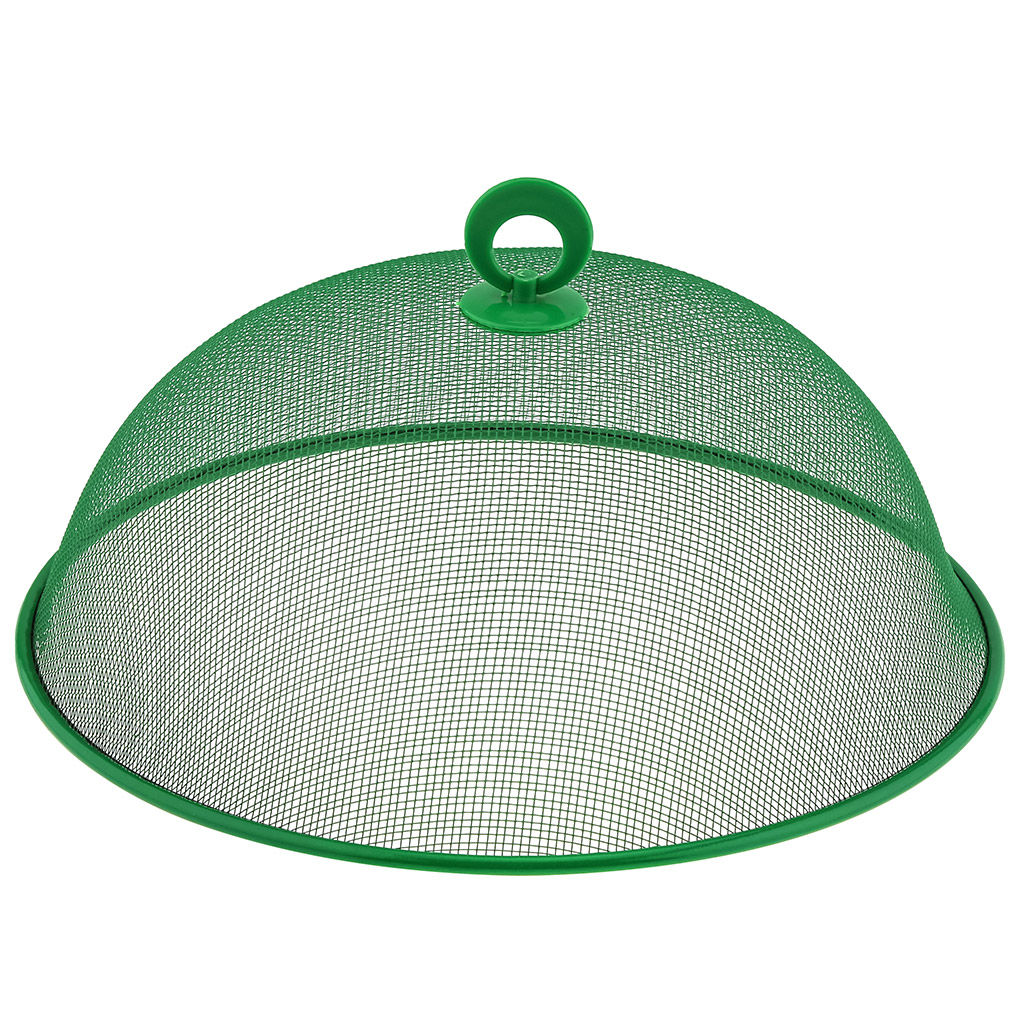Крышка-сетка для защиты от насекомых металлическая, окрашенная д30см h11,5см, пластмассовая ручка, цвета в ассортименте: синий; зеленый; красный (Китай) - Домашняя мода фото 2