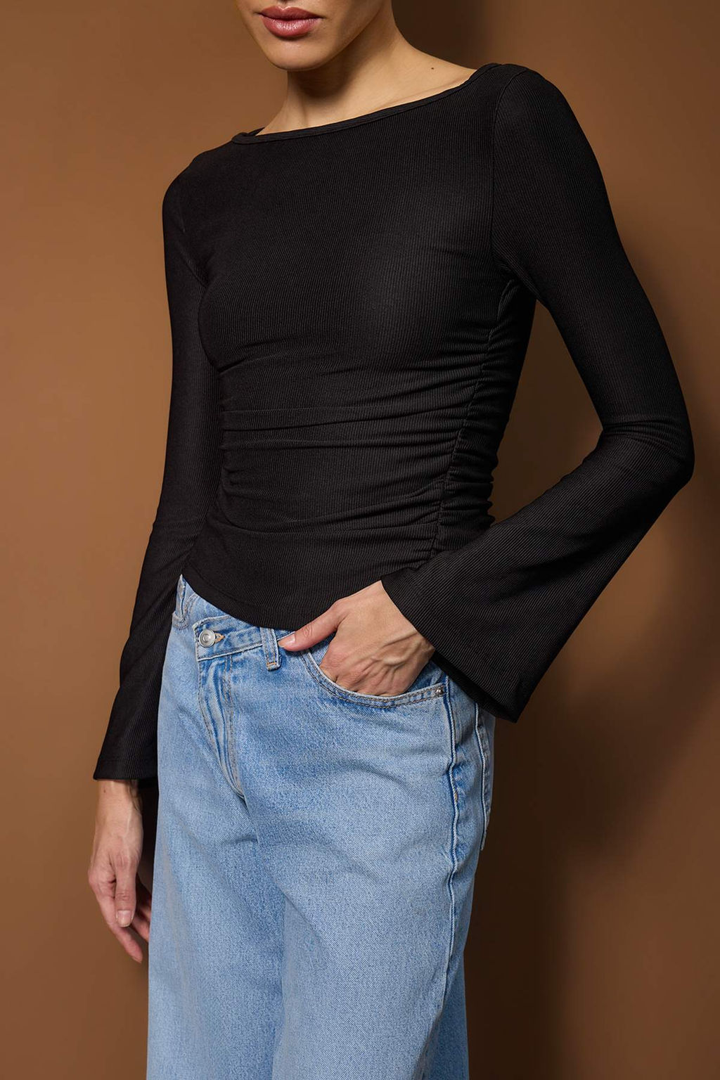 Siyah-Ekru Fitted/Vucuda Oturan 2li Paket Orme Bluz TWOAW26BZ00350 - Trendyolmilla фото 3