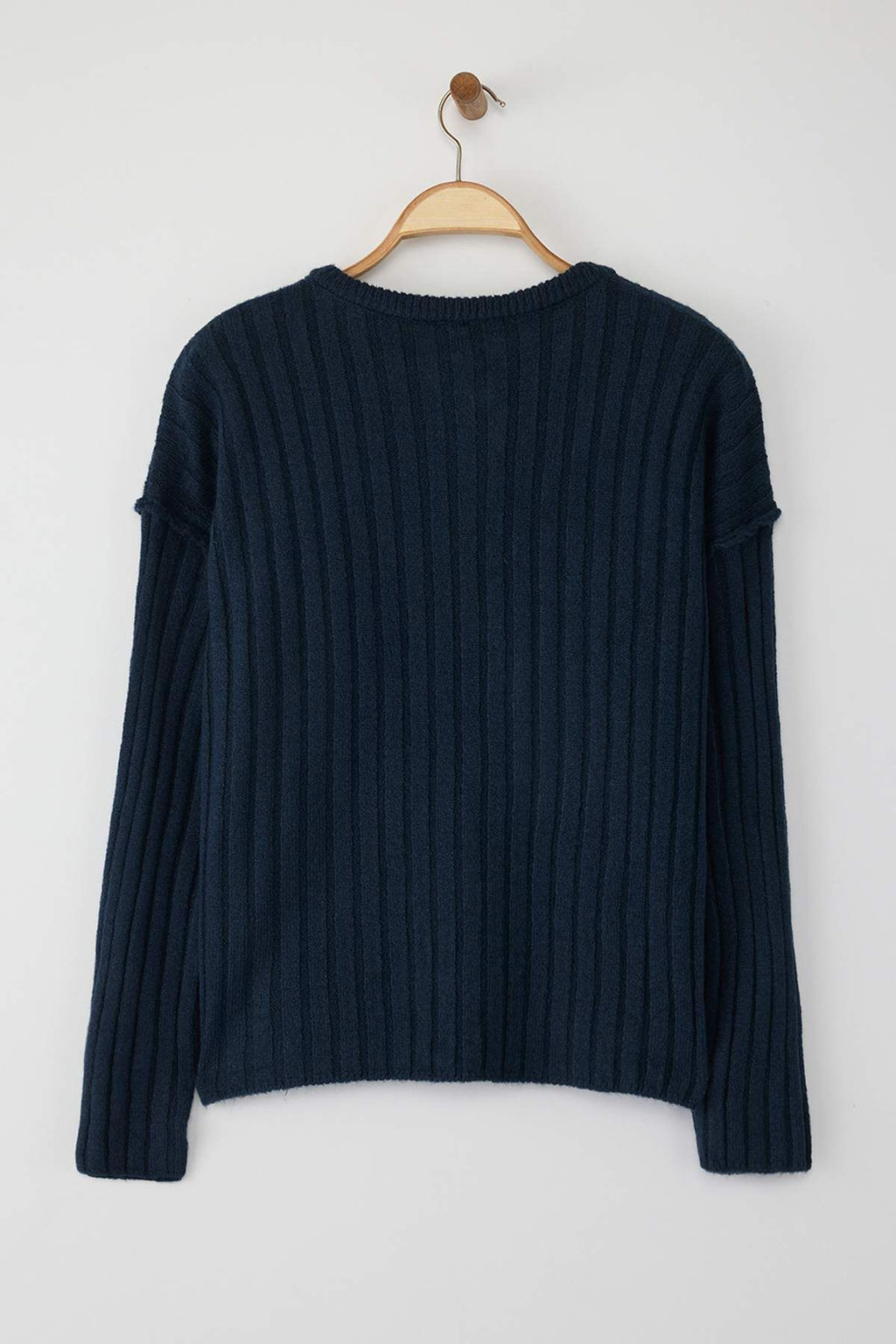 More Sustainable Lacivert Basic Fitilli Genis Kal?p Triko H?rka TWOAW26HI00128