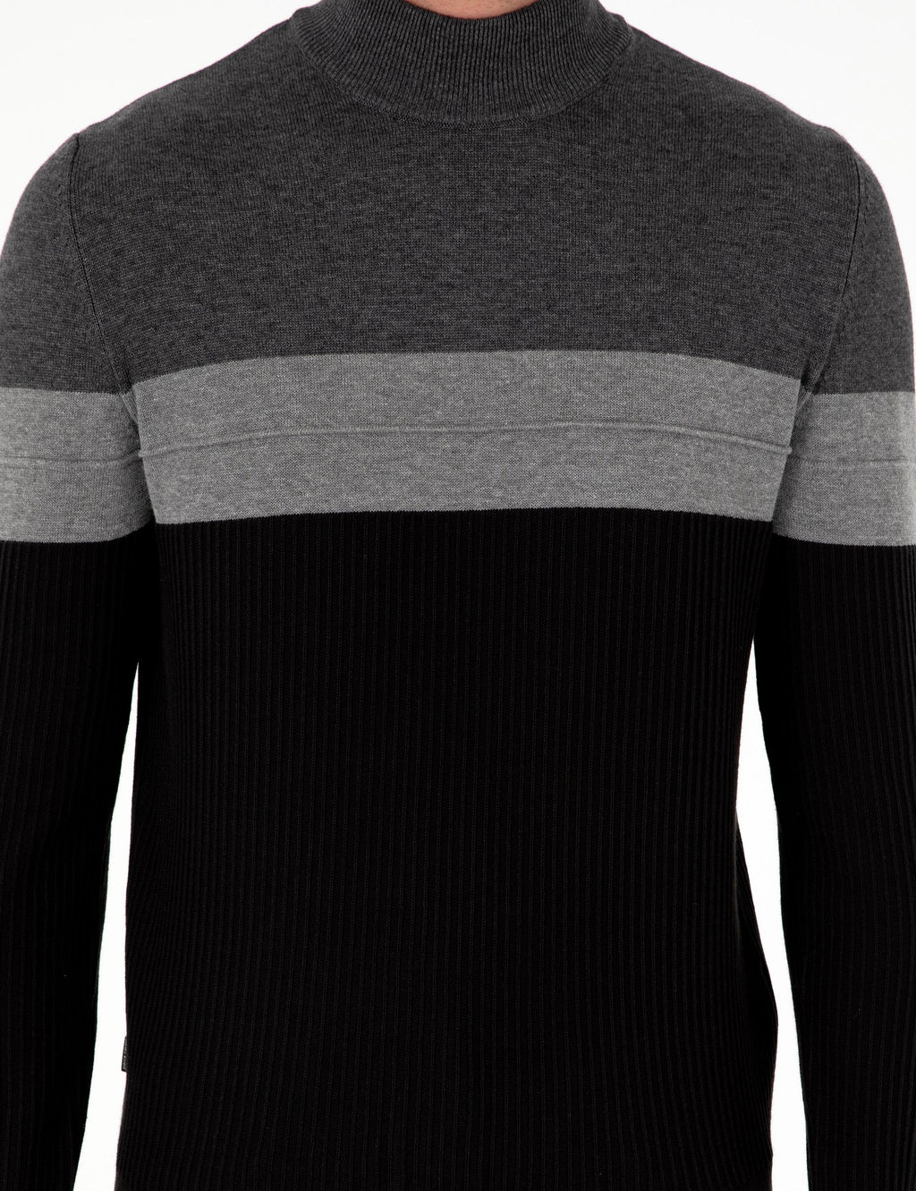 Antrasit Melanj Slim Fit Yar_m Bal_k__ Yaka Triko Kazak - Pierre cardin фото 6