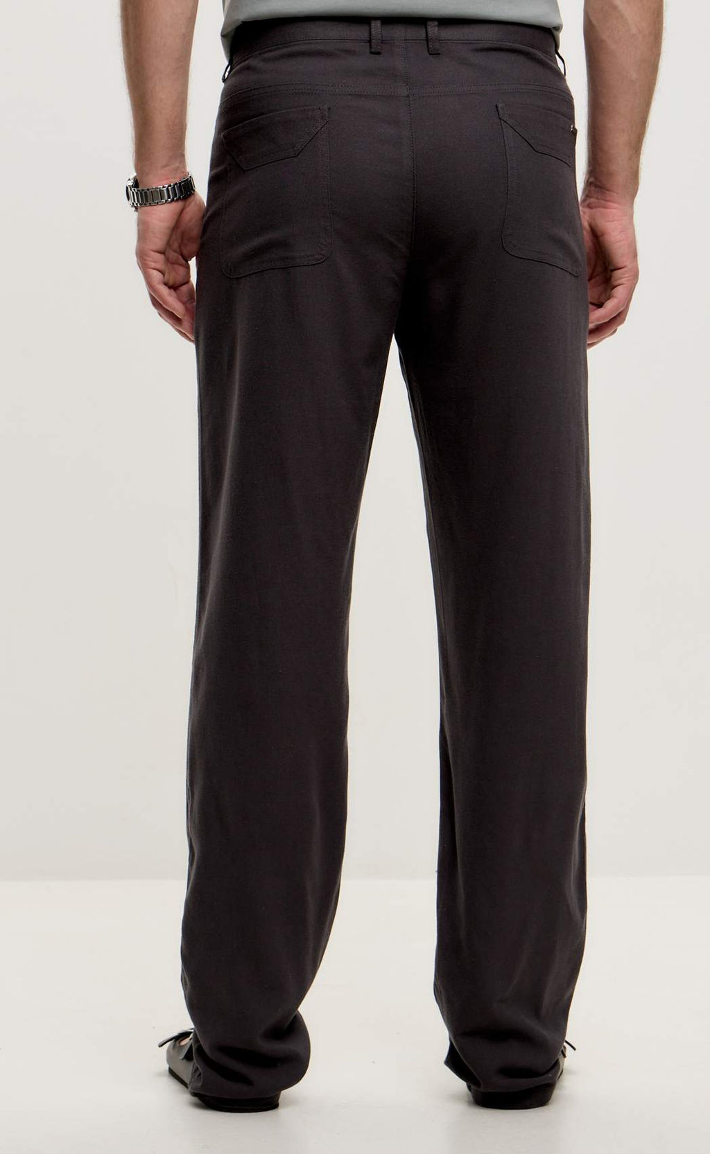 Брюки лен F511-0851 d.grey