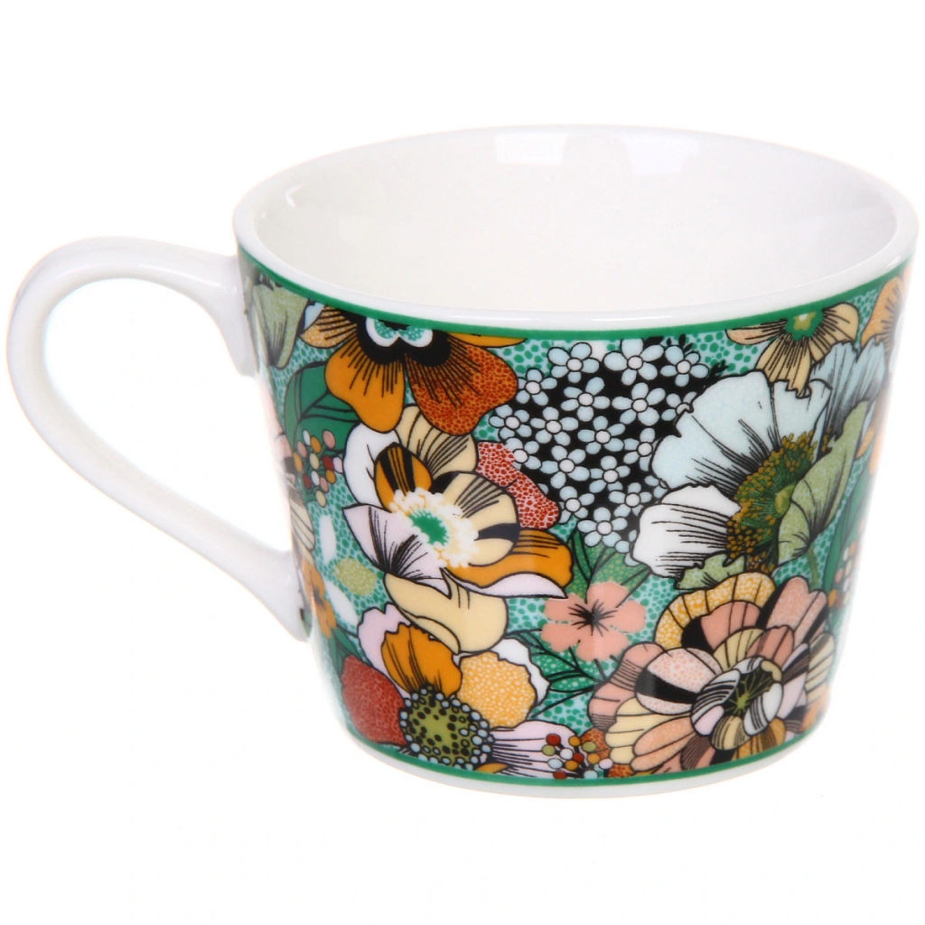 Кофейный набор 4 предмета "Цветочная радуга" (2 кружи 120мл+2 блюдца)