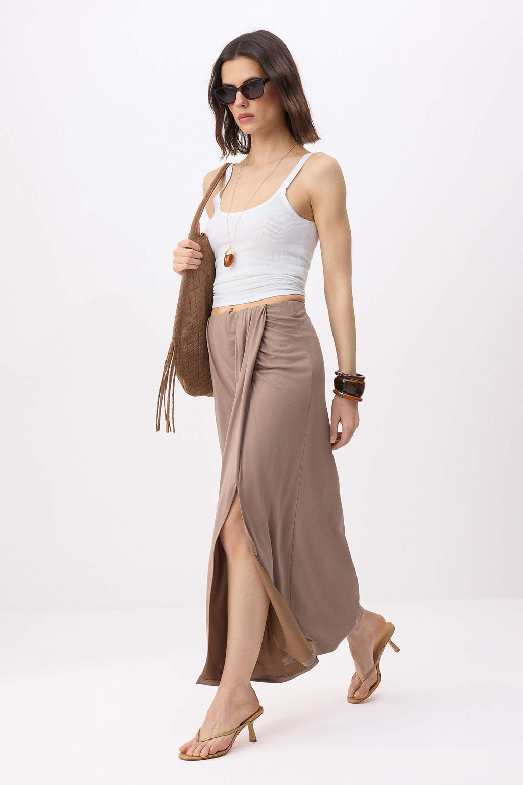 Vizon A-Kesim/Can Form Maxi Buzgu Detayl? Y?rtmacl? Orme Etek TWOSS26ET00182 - Trendyolmilla фото 2