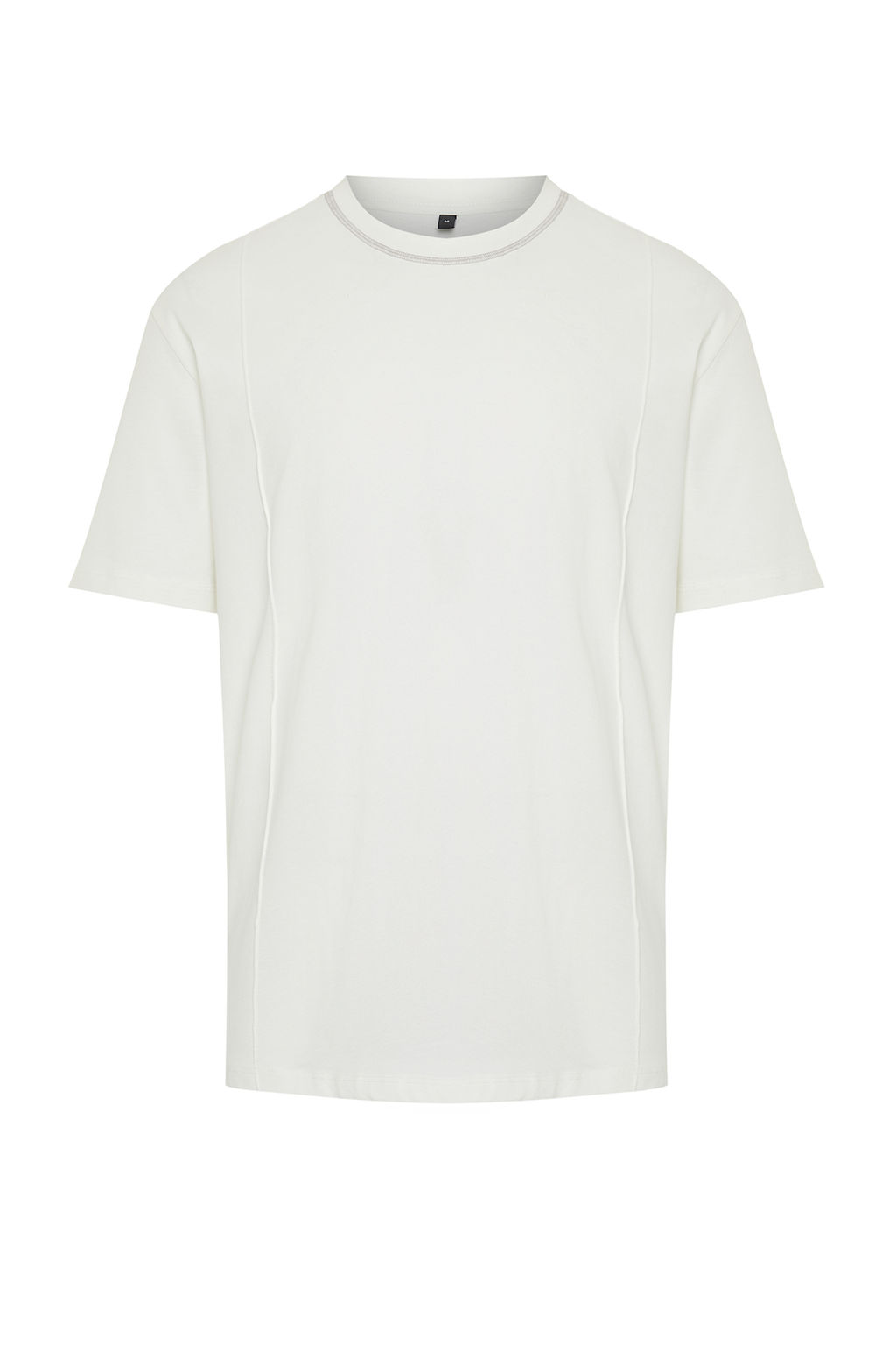 Ekru Oversize/Genis Kesim More Sustainable Kontrast Yakal? %100 Organik Pamuk T-shirt TMNSS24TS00175 - Trendyolmilla фото 5