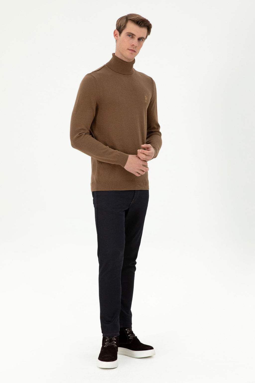 Мужской базовый свитер хаки меланжевого цвета Неожиданная скидка в корзине - U.s. polo assn фото 4