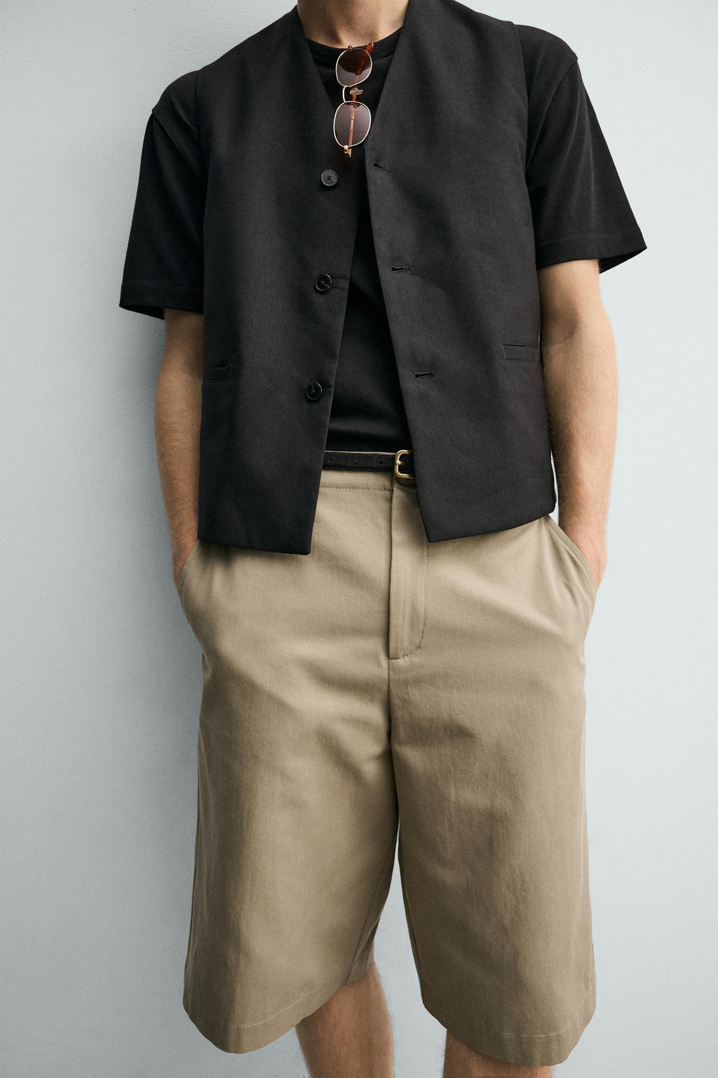 BERMUDA RELAXED FIT ALGOD?N - LINO / tostado