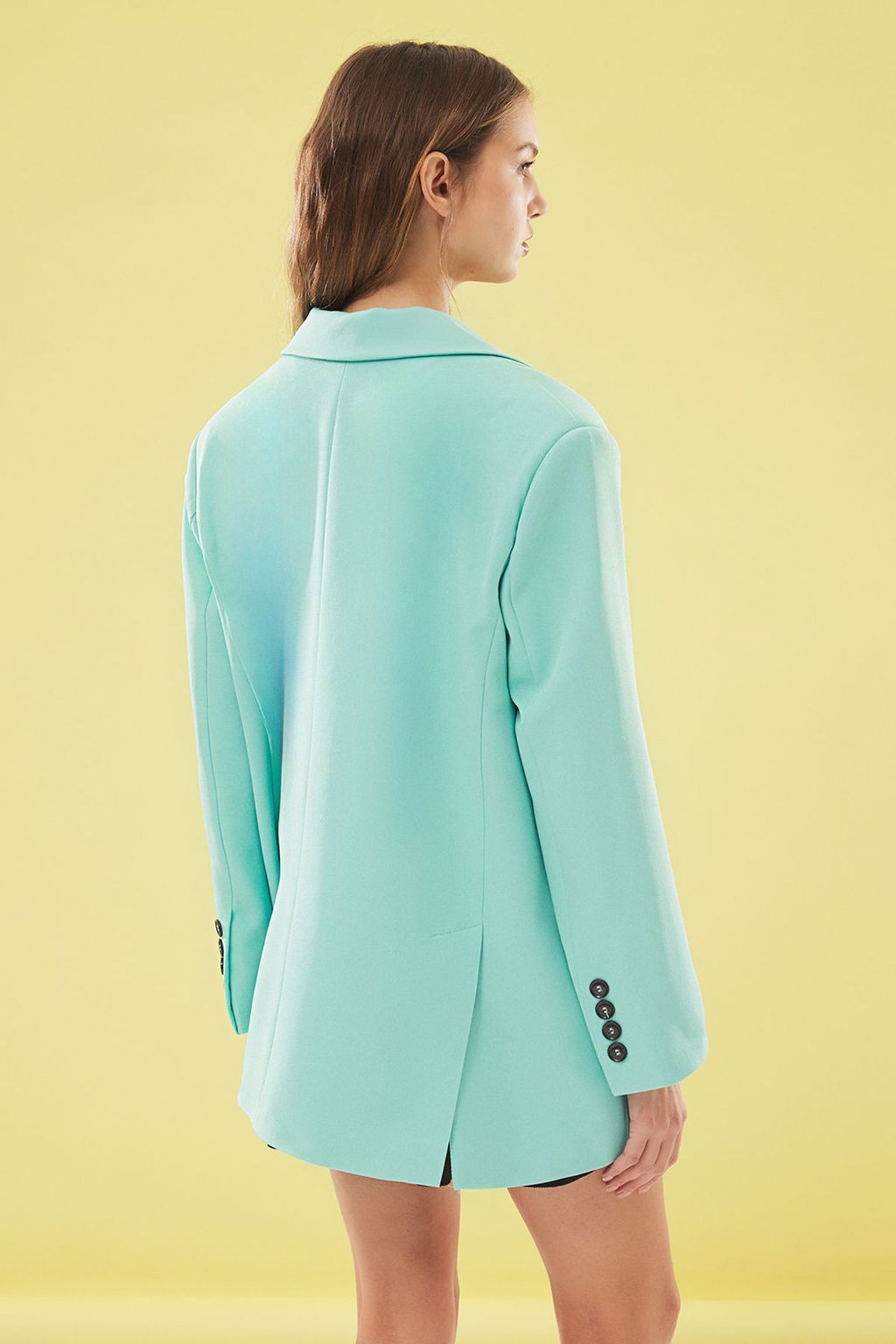 Turkuaz Ekstra Oversize Dokuma Blazer Ceket TWOAW24BC00107