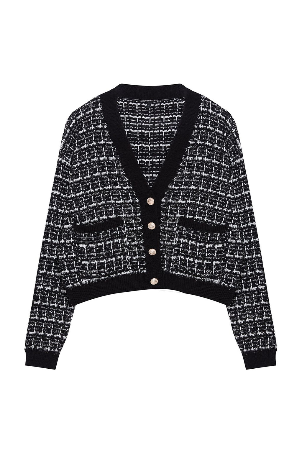 Siyah Tuvit Gorunumlu V Yaka Simli Triko H?rka TWOAW25HI00240