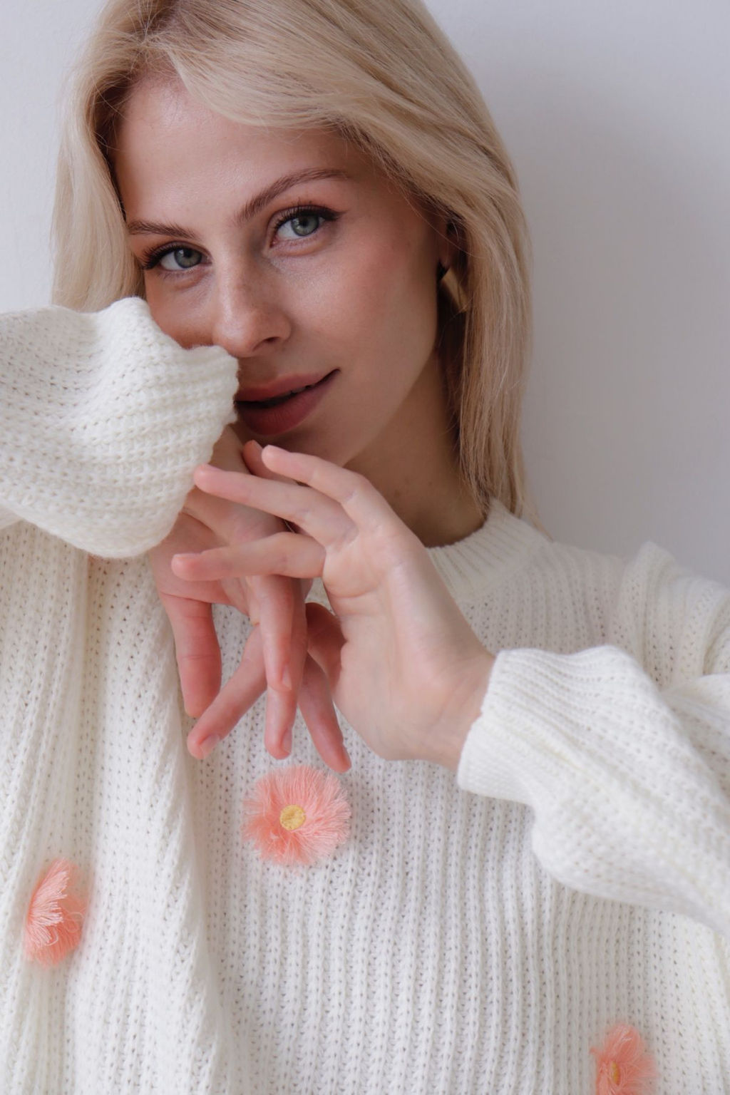 9837 Джемпер белый с цветами - Martichelli фото 31