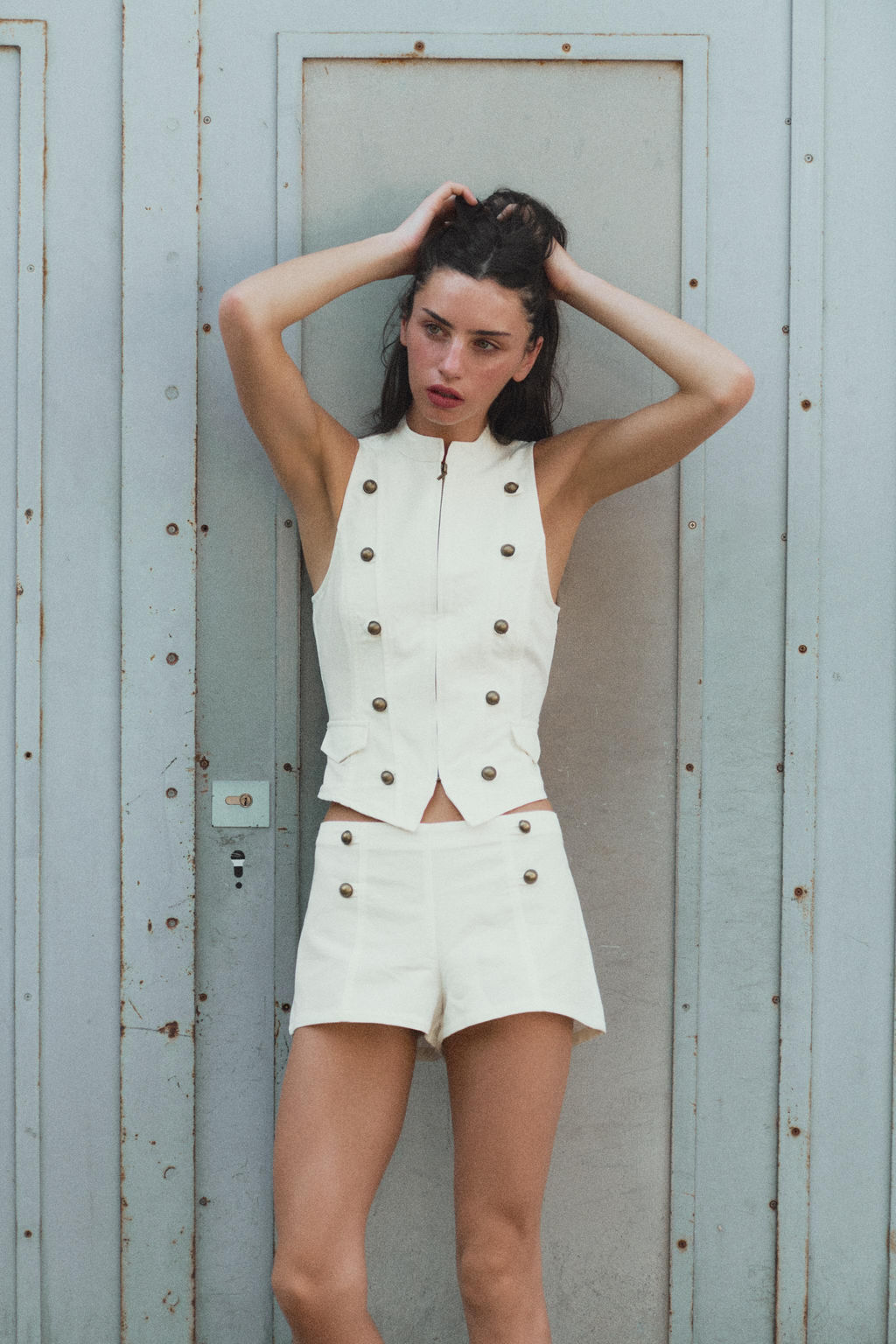 SHORTS MINI BOTONES / Blanco roto