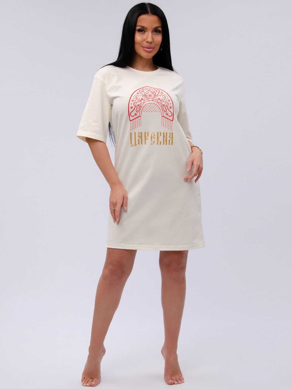 Сорочка "Царевна 2" молоко, трикотаж