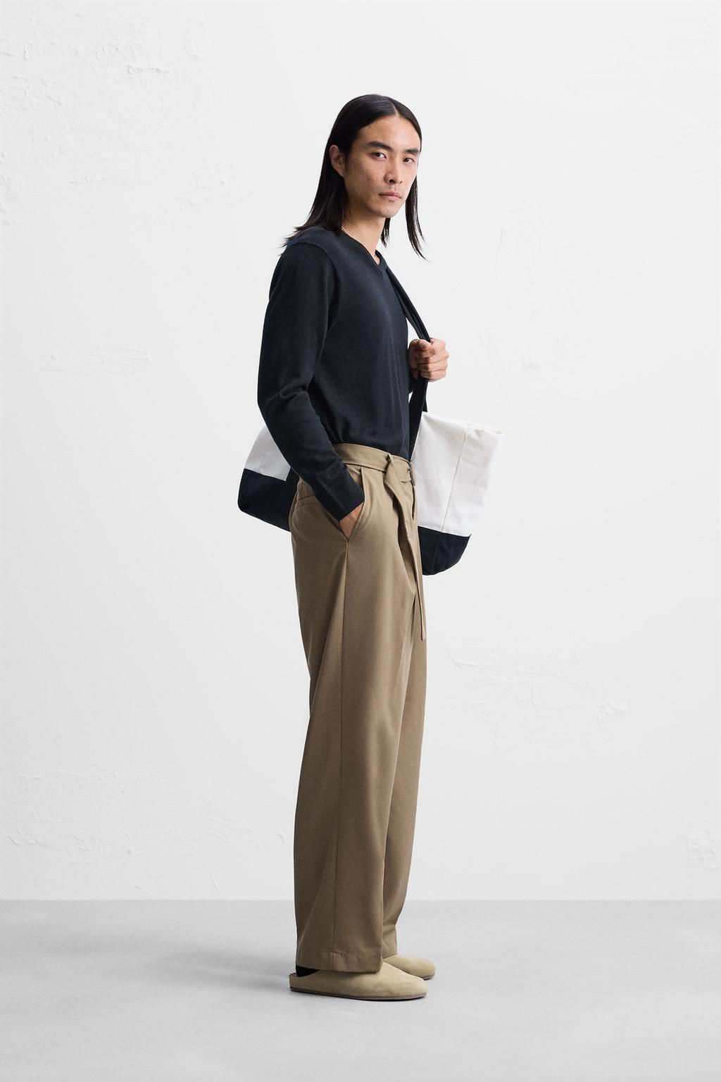 BELTED PLEATED TROUSERS - Zara фото 22