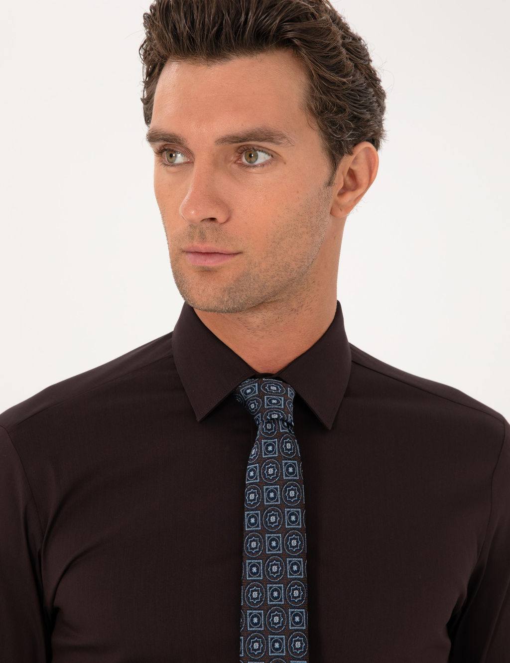 Koyu Kahverengi Slim Fit Non Iron Klasik G_mlek - Cacharel фото 2