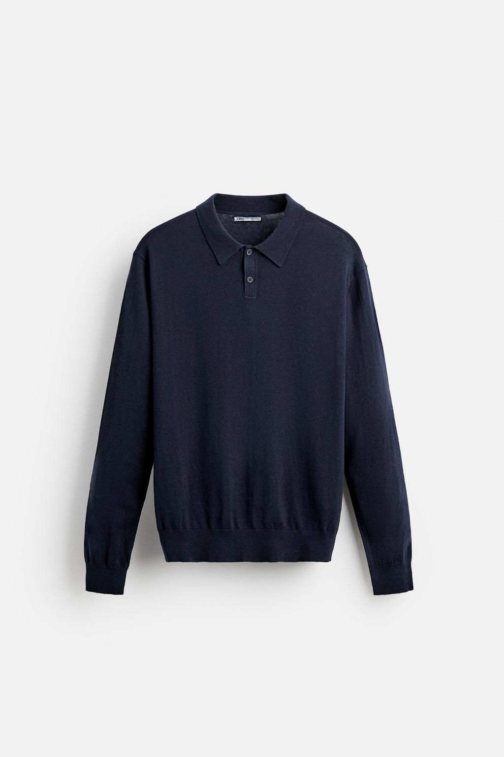 COTTON/SILK KNIT POLO SHIRT - Zara фото 5