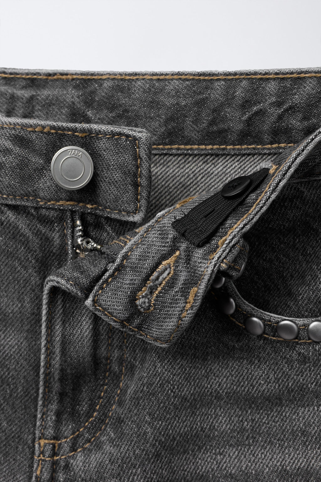 JEANS STRAIGHT TACHAS / Gris - Zara фото 3