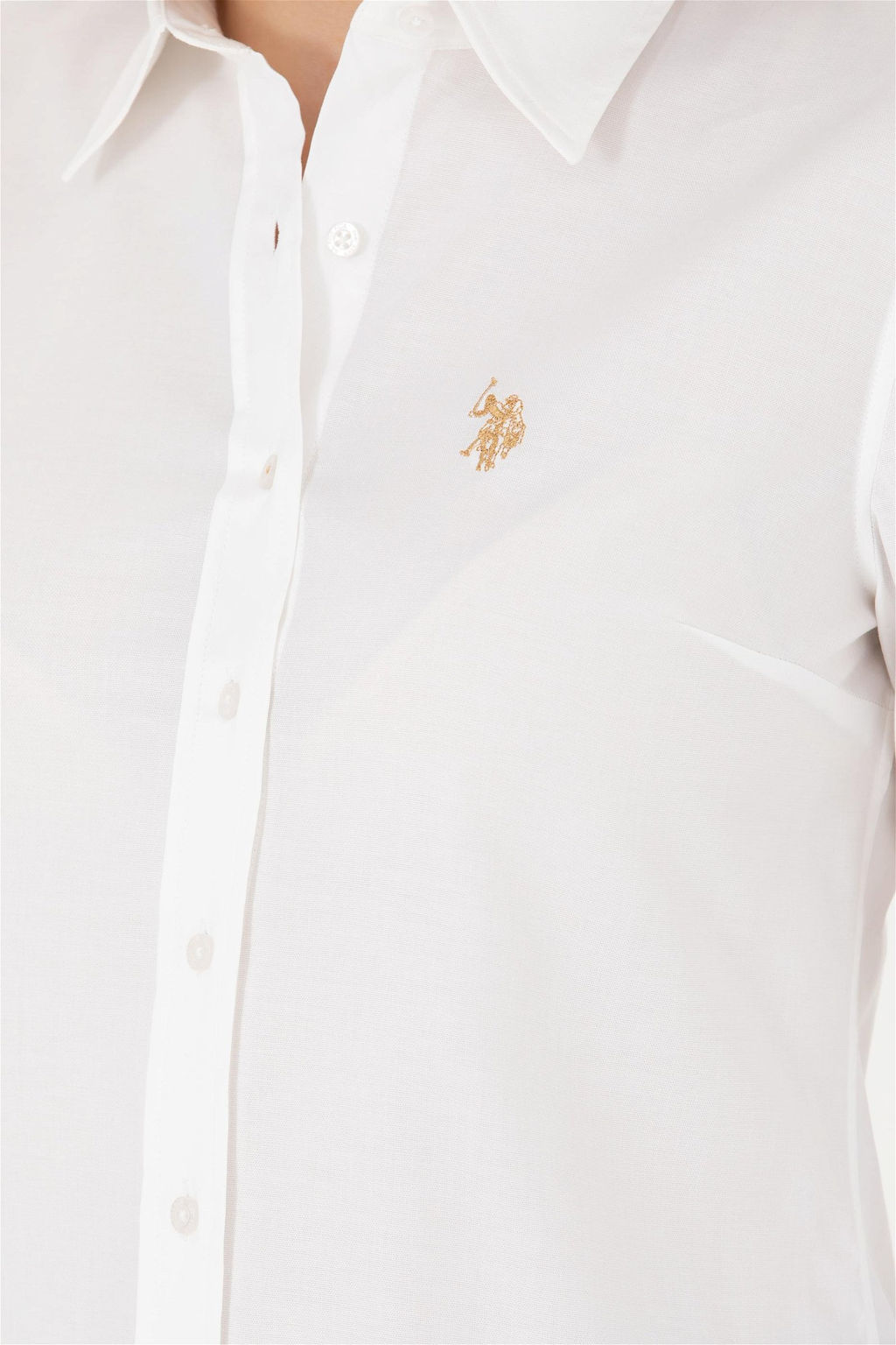 Женская белая базовая рубашка с длинным рукавом - U.s. polo assn фото 7