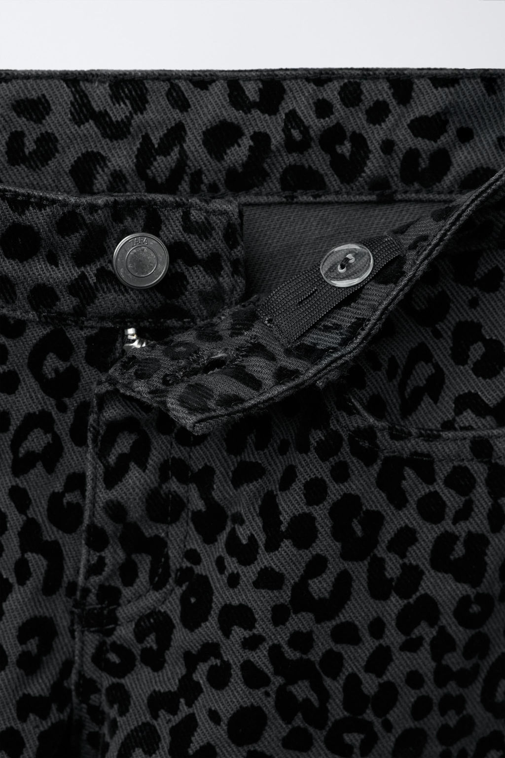 ANIMAL PRINT FLOCK WIDE-LEG JEANS - Zara фото 3