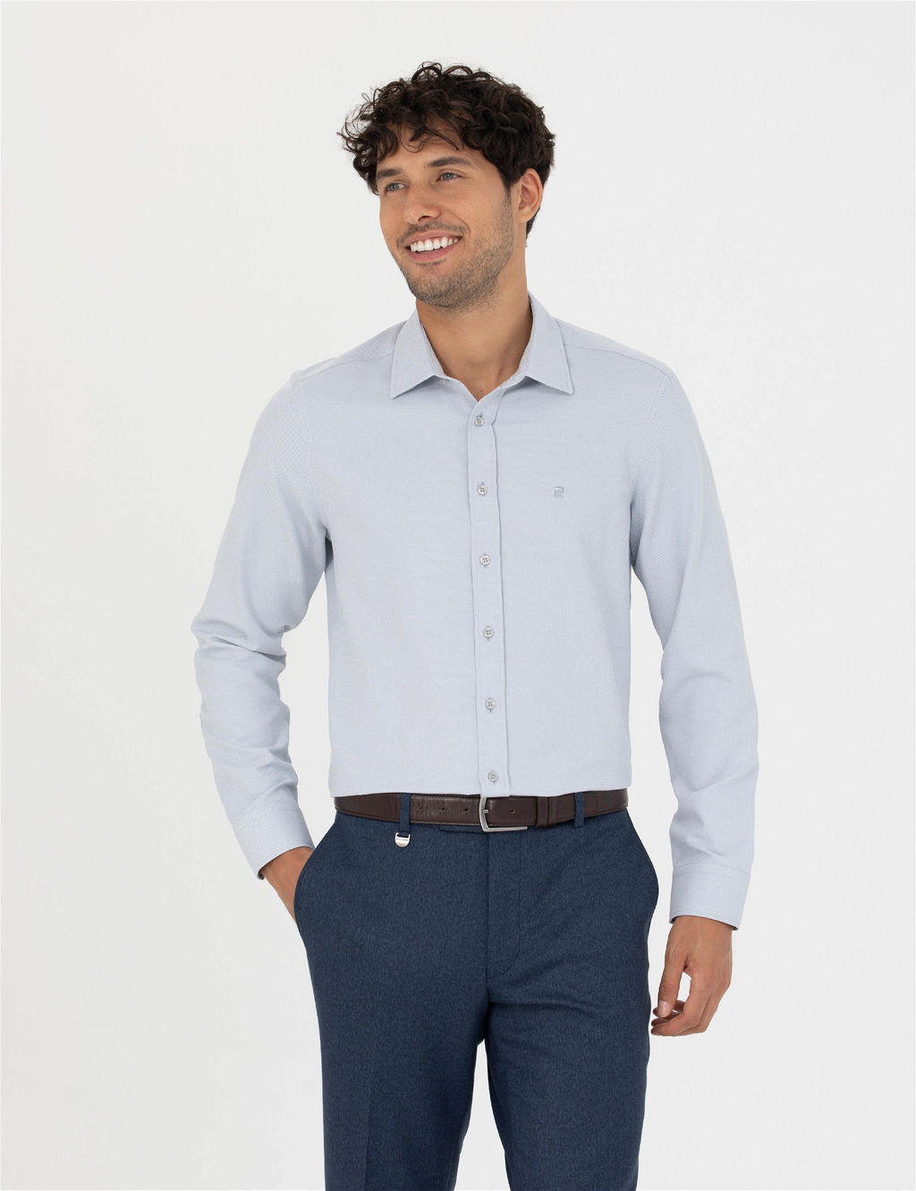 Gri Slim Fit Uzun Kollu G_mlek - Pierre cardin фото 3