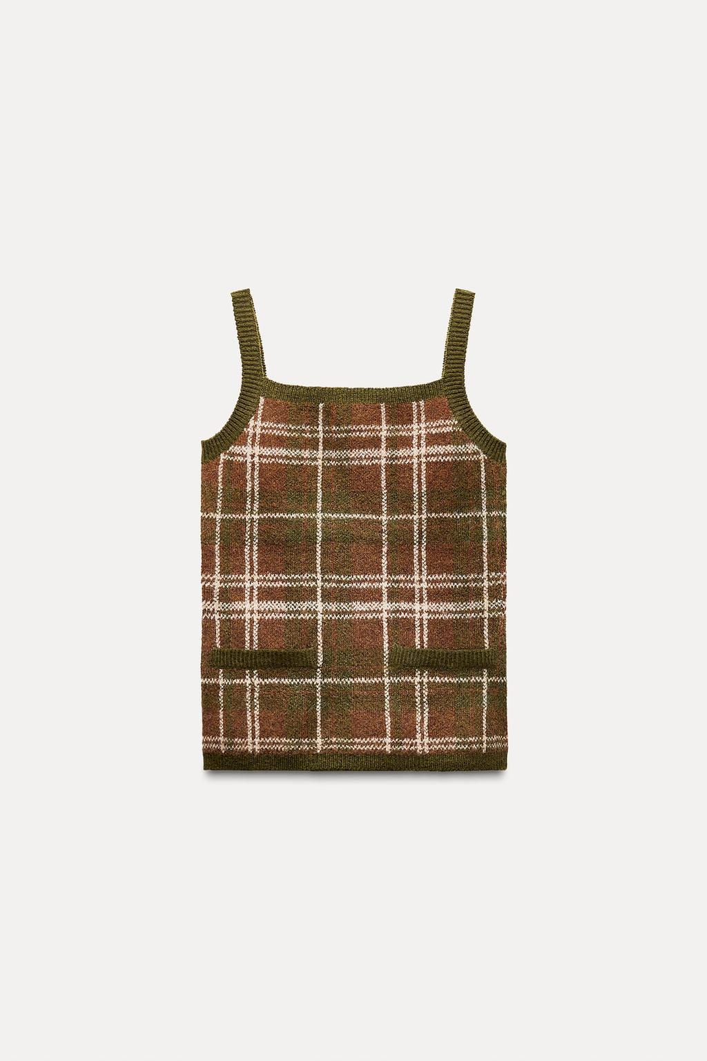 CHECKED KNIT STRAPPY TOP - Zara фото 2