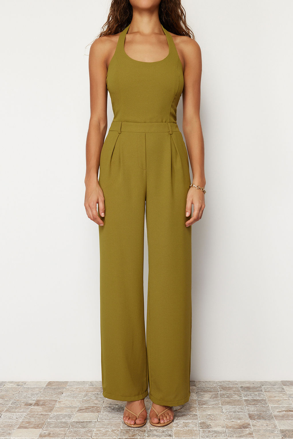 Yesil Maxi Krep Maxi Dokuma Tulum TWOSS24TU00014 - Trendyolmilla фото 5