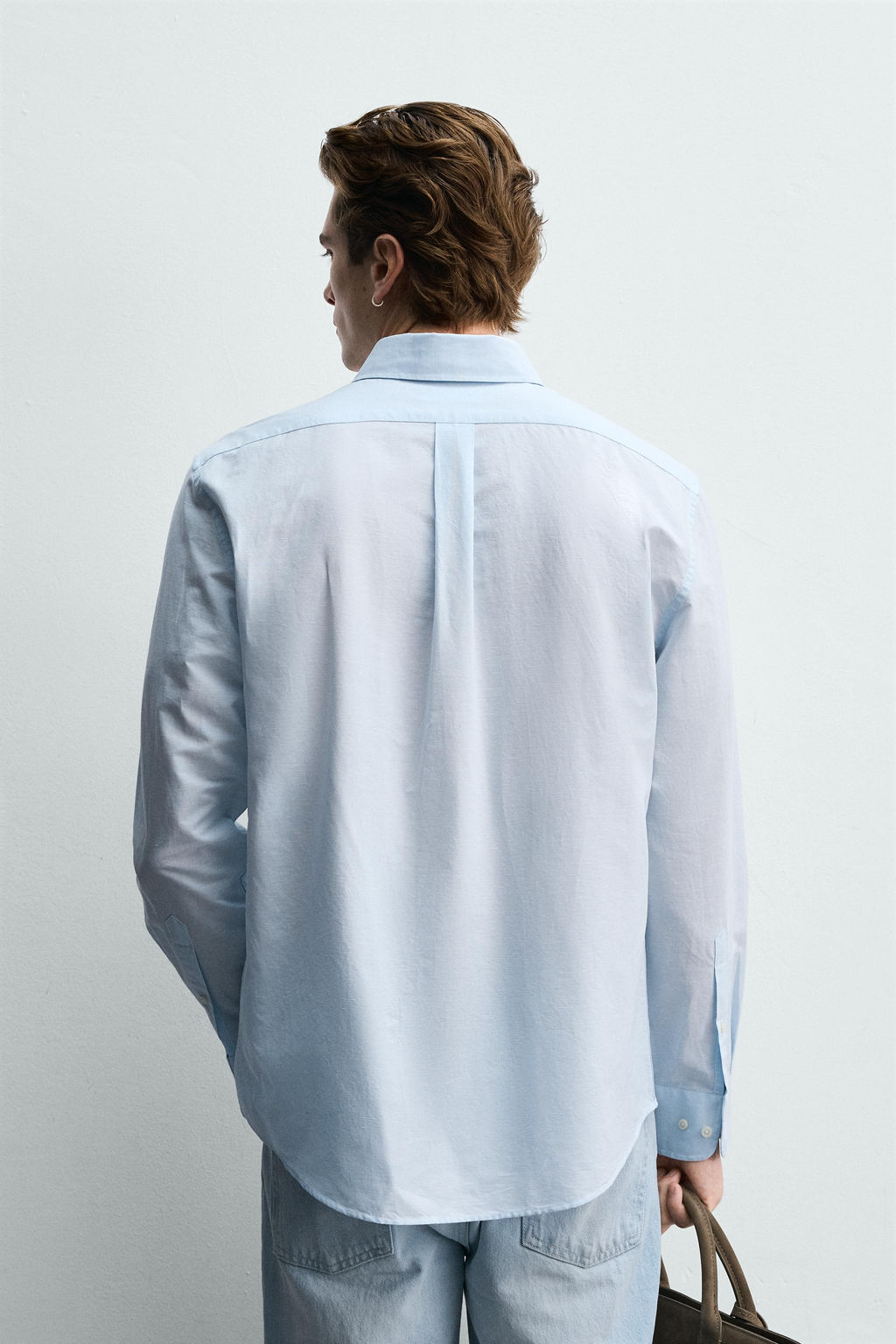CAMISA REGULAR FIT  ALGOD?N - LINO / Celeste - Zara фото 2