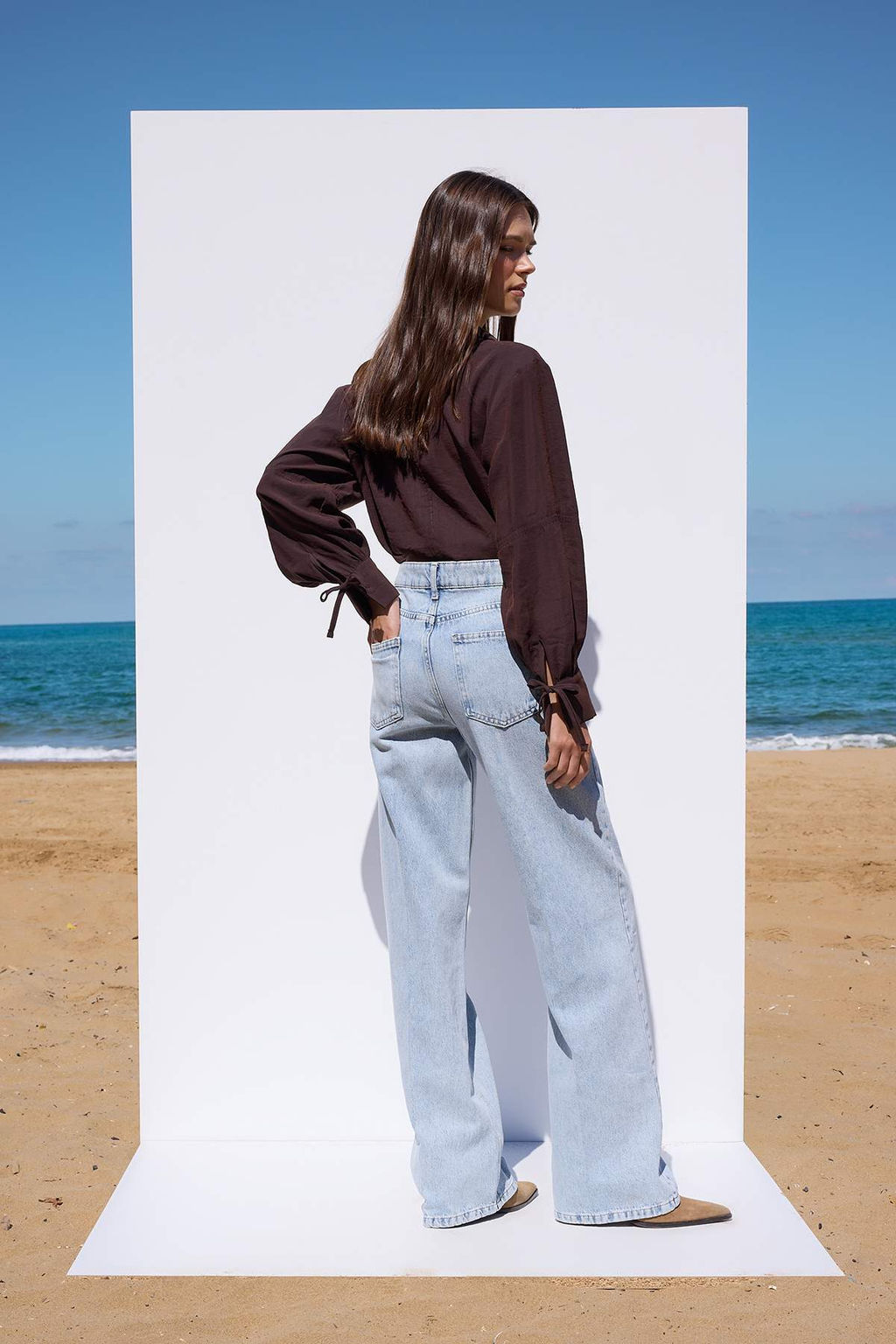 More Sustainable Mavi Rejeneratif Pamuk Normal Bel Utu Izli Wide Leg Jeans TWOAW26JE00220 - Trendyolmilla фото 4