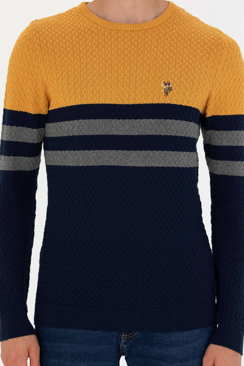 Свитер U.S. Polo Assn мужской темно-синий хлопок  фото 6