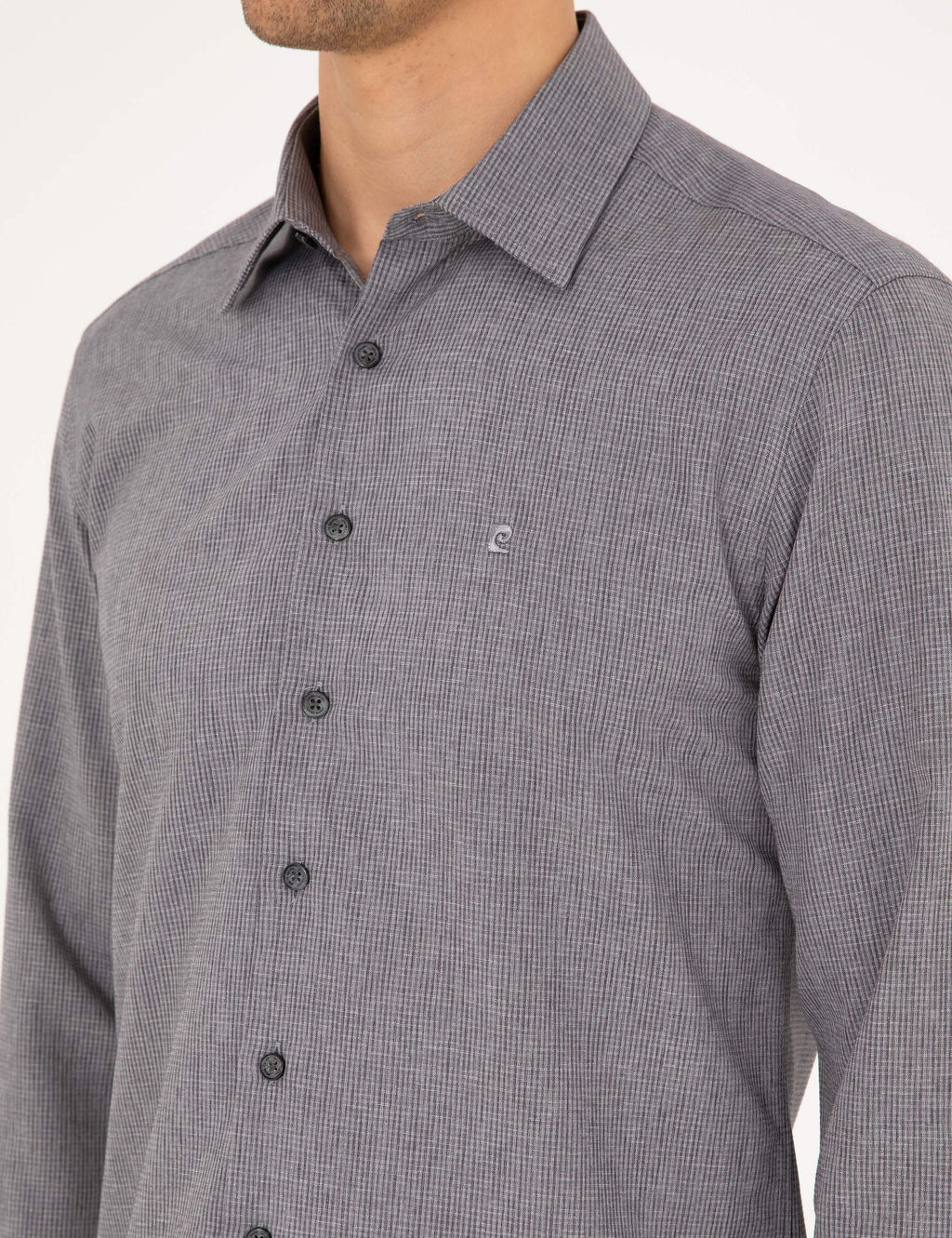 Antrasit Slim Fit Uzun Kollu G_mlek